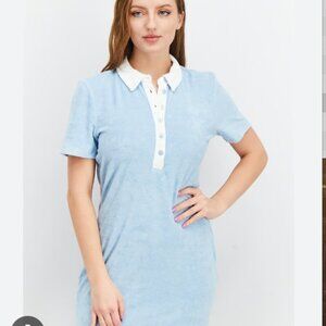 Josefine HJ x NA-KD Blue Terry Cloth Shirt Mini Dress Size Small